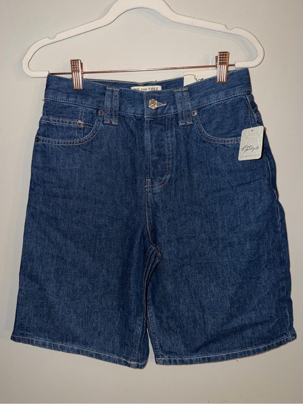 Free People We The Free Montana Denim Shorts Size 24 Dark Rinse High Rise NWT